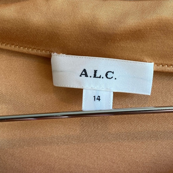 A.L.C Jaime One Shoulder Top Gold Satin Size 14 - Picture 5 of 11